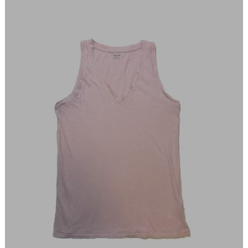 Madewell Whisper Cotton V-Neck Tank Top Pink Slub Knit Sleeveless Shirt XS - Picture 2 of 15